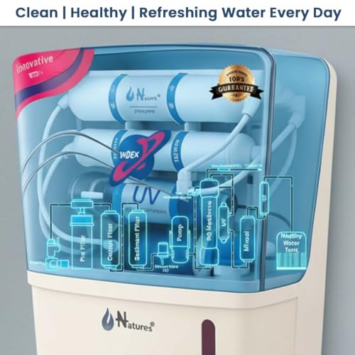Image of Natures Aqua Grand RO UV Water Purifier, 12L Capacity, Wall Mount, White Plastic, Advanced TDS Control with UV+UF Protection, Electric Powered