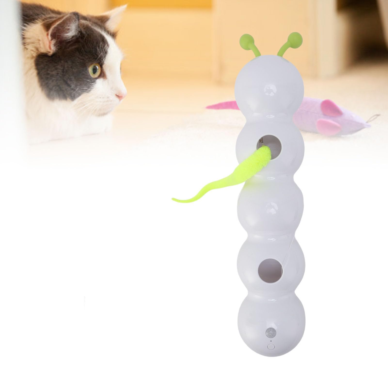 FILFEEL Giocattolo per Animali Domestici – Giocattolo Elettrico Interattivo per Gatti con Base a Ventosa, Movimento Strisciante e Batteria Ricaricabile per Giochi Al Chiuso, per Animali in Plastica