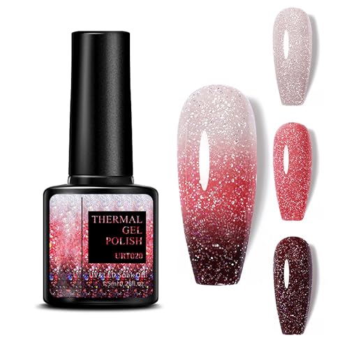 Smalto gel UV che cambia colore – 7,5 ml cambiamento di temperatura con effetto glitter rosso bianco nero temperatura cambia colore smalto Soak Off UV LED Nail Art Gel Smalto per unghie fai da te