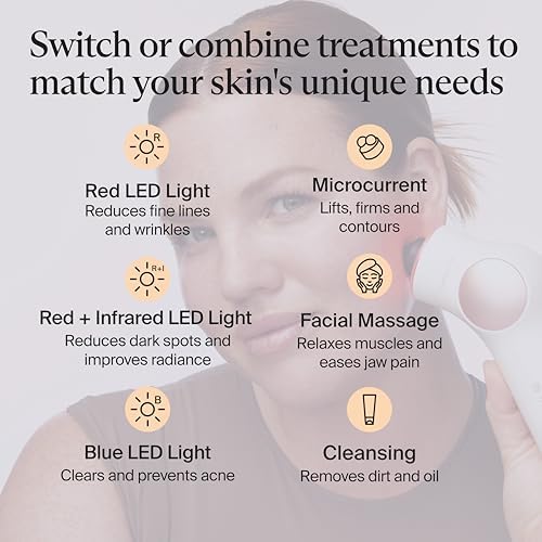 TheraFace Therabody TheraFace PRO - Microcurrent Facial Device, 8-in-1 Compact Face Massager&Facial Sculpting Tool with Light Therapy for Skin Tightening, Anti Wrinkle, Anti Aging & Skin Care (White) - 4