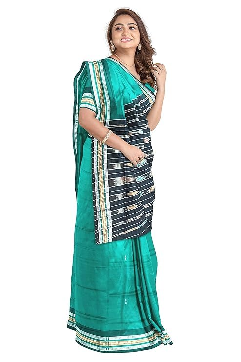 Image of Sambalpuri Handloom Saree Women's Cotton Saree Odisha Handloom Handmade Pure Cotton Khandua Natural Cotton Ikat Sambalpuri Saree For Women Ikat Handloom Saree For Women