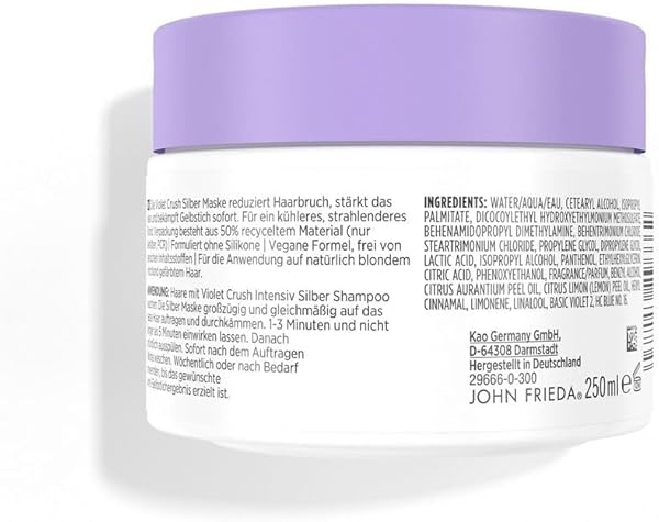 John Frieda Violet Crush Silber Maske – Inhalt: 250ml – Haartyp: blond mit Gelbstich (natürlich, coloriert oder gesträhnt) - 2