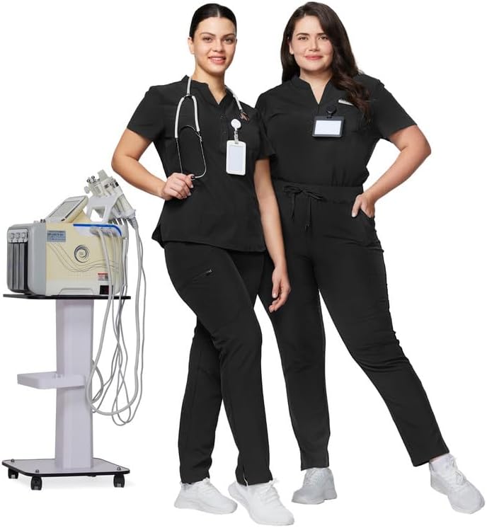 Kitmaz Scrub Pants for Women, Mid Rise Stretch Anti-Wrinkle Skinny Straight Leg Cargo Pants with Yoga Waistband & 10 Pockets - Image 7