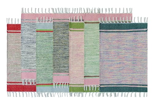 Image of MAHZEE HOME� Hand Woven Cotton Multicolor Small Rug for Bedroom, Living Room, Kids Room and Kitchen | Size : 1'4 inchx2' Feet or 16x24 Inch or 40x60 cm| 100% Organic| Machine Washable (Combo of 7 Pcs)