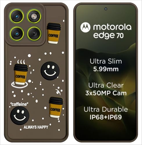 Image of SBMS Silicone Back Cover Case for Motorola Edge 70 | Cute Fun 3D Cartoon, Coffee Design Silicone Case | Camera Protection Bump | Shockproof Back Cover Case for Moto Edge 70 (Coffe Mug Brown)