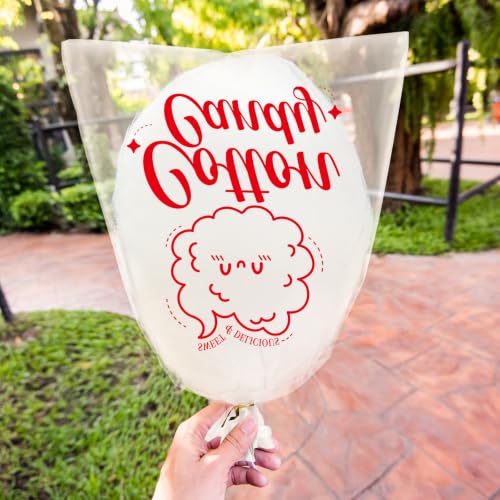 Image of Geyee 500 Pcs Cotton Candy Bags with Ties, 11.8 x 17.7 Inch,Cloud