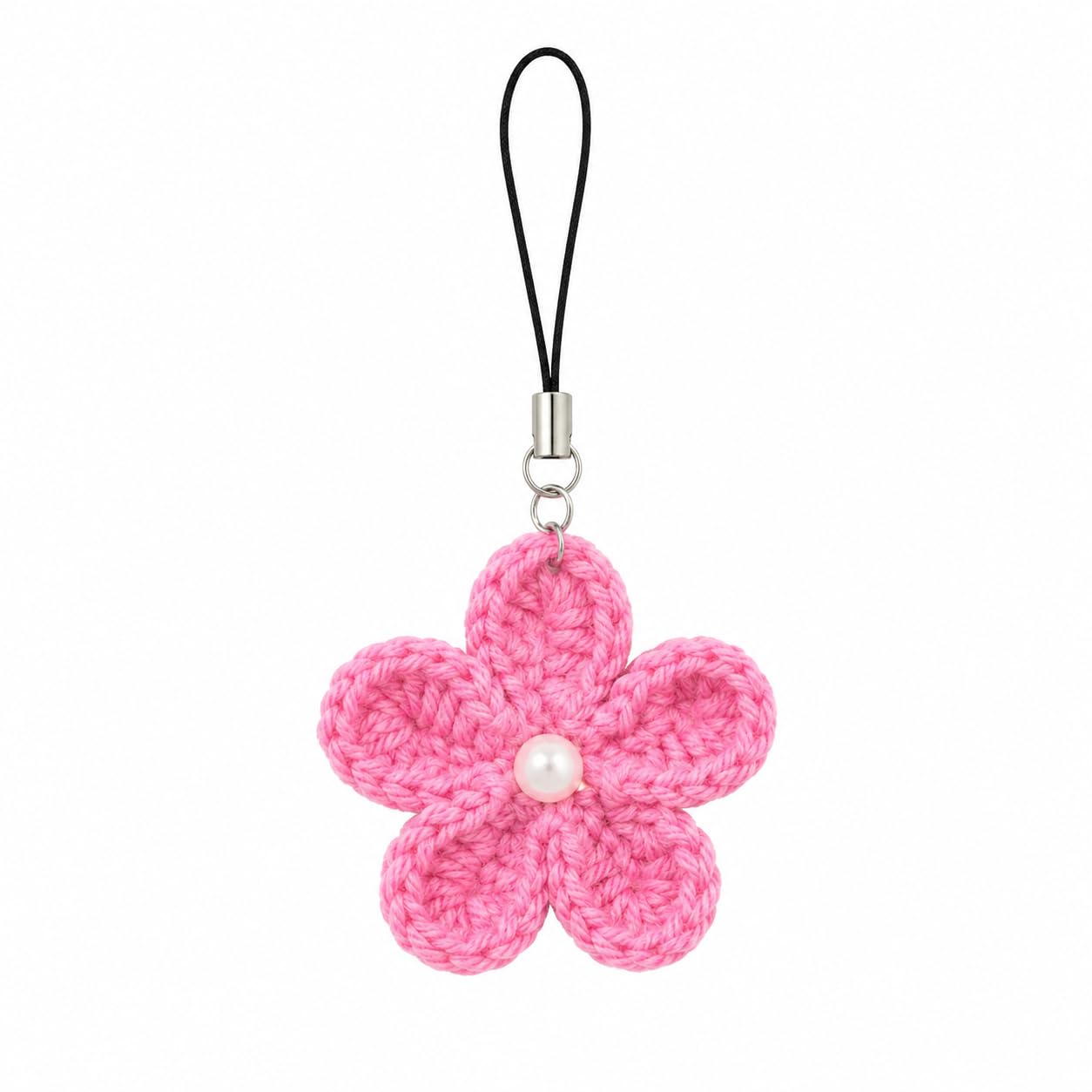 Tinted Thread Treasures Crochet Flower Phone Charm for iPhone and