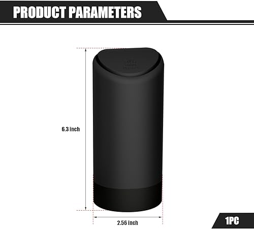 Miniatura 2 de 1 bote de basura para automóvil con tapa, 6.2 pulgadas x 2.5 pulgadas, contenedor de almacenamiento portátil de silicona suave 3R, universal,