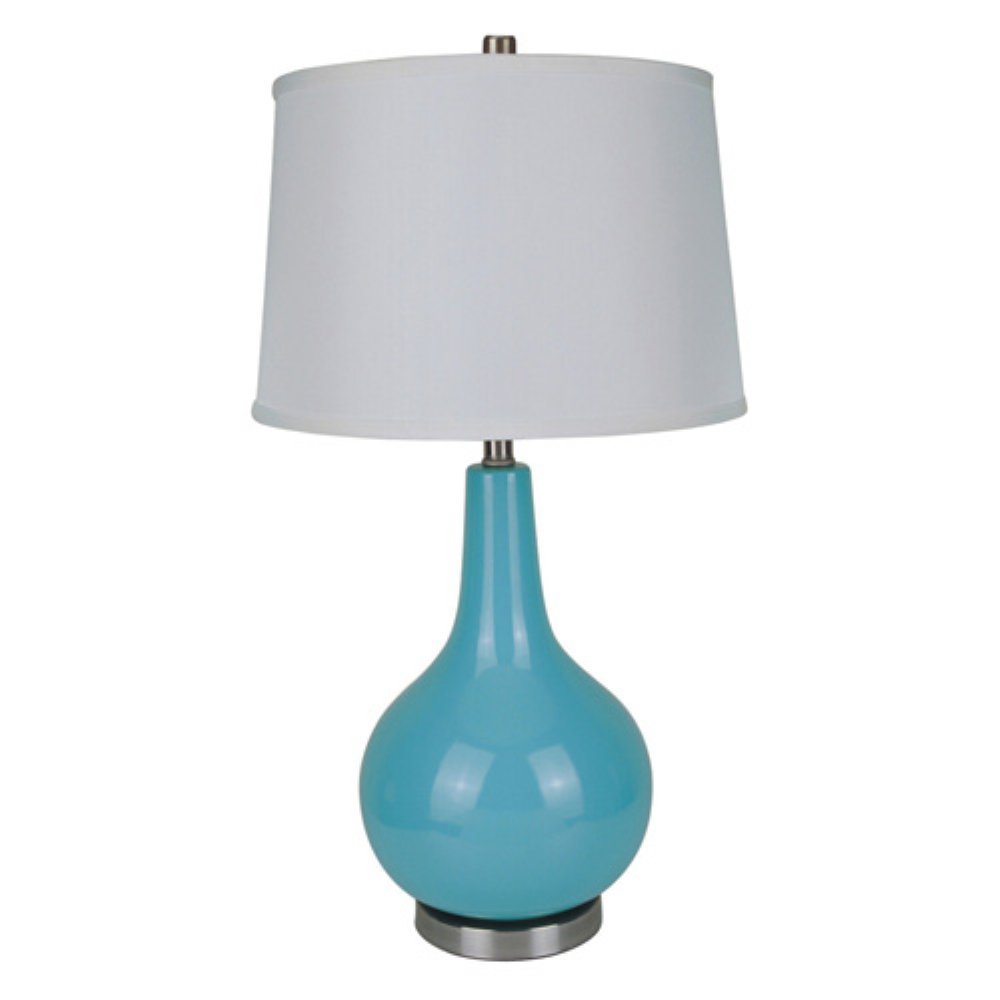 ORE International 6202BL Ceramic Table Lamp 16 0 x 16 0 x 28 0 Blue