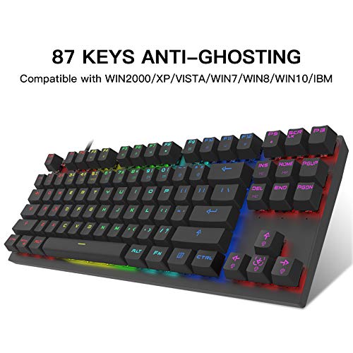 Image of MOTOSPEED Professional Gaming Mechanical Keyboard RGB Led Backlit Wired with Anti-Dust Proof Switches for Gaming Keyboard for Mac & PC (Black, 87 Key Red Switches)