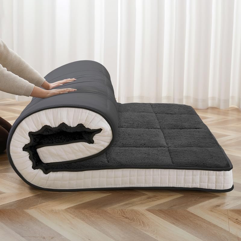 Miniatura 1 de Colchón de futón de tamaño matrimonial, colchón japonés plegable extragrueso, almohadilla de dormir súper suave y mullida para adultos, tapete de