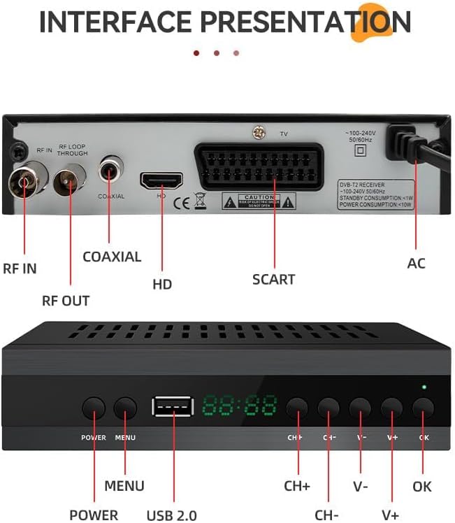 2025 Nuevo Español TDT Decodificador TV DVB-T T2 H265 HEVC FTA Full HD PVR, USB, HDMI, SCART, Sintonizador de TV Digital Terr — view 2