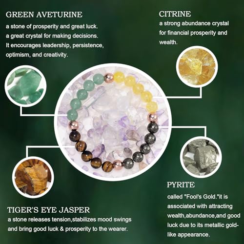 Strong Healing Crystal Bracelet 8MM Genuine Stone Bracelet Lucky Beaded Bracelet Chakra Bracelet 6.5 inch Positive Energy Bracelet Inspirational Gifts for Women Mom4