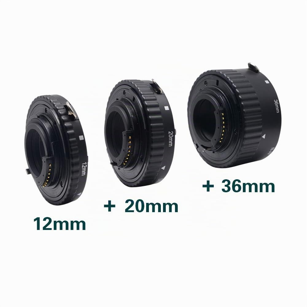 N-AF Auto Makro Zwischenringe für Nikon F Mount DSLRs D7100 D7000 D5300 D5100 D5000 D3100 D800 D750 D600 D300s D300 D90 D80 (12+20+36mm) (MCOEXTNP)