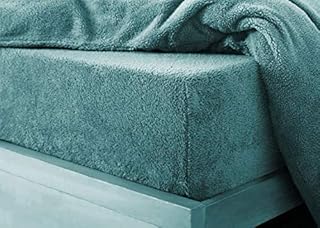 Glamptex Deep 30CM Teddy Bear Fur Sherpa Fleece Fitted Sheet, Single Double King Super (White, Single)