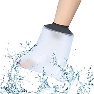 Nofaner Adult Foot Waterproof Protectors Cast and Dressing Cover Reusable Sealed for Shower Bath, Foot Protector Keep Ankle Leg Cast (Black)