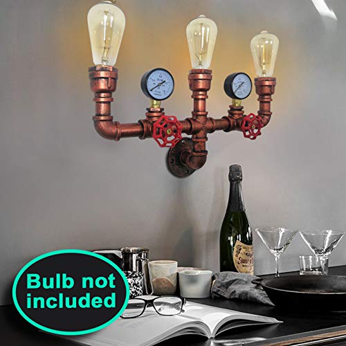 Retro roestige wandlamp ijzeren buis waterbuis wandlamp wandlamp industriële lamp licht vintage metaal decor industrie… - Afbeelding 5
