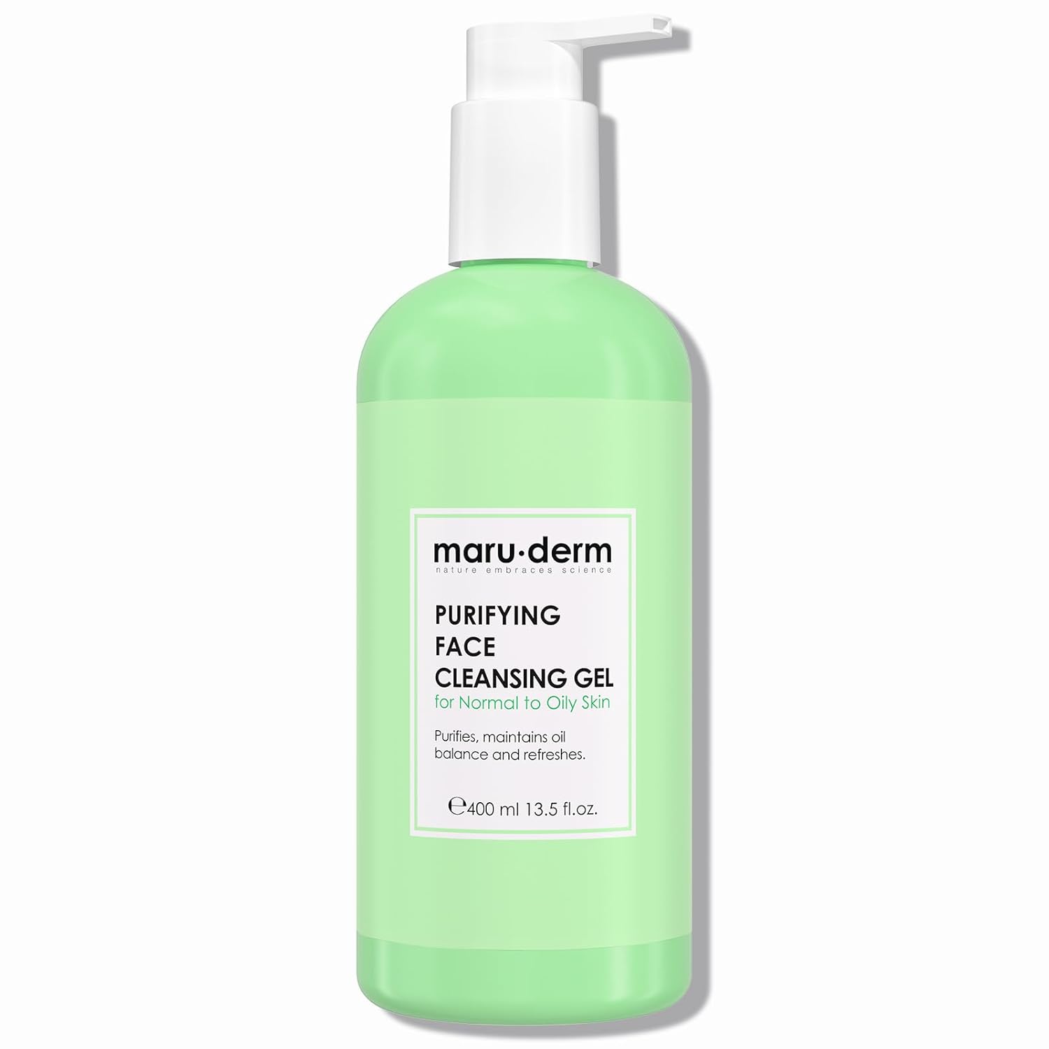 Maruderm Purifying Face Cleansing Gel for Normal to Oily Skin — Salicylic Acid, Panthenol, Aloe & Chamomile — Gentle, Sulfate-Free Foaming Cleanser, 13.5 Fl. Oz. (400 mL)