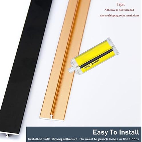 Miniatura 4 de Tira de transición de aluminio para moldura en T para puertas, tira de borde de puerta, tira de umbral de 1.299 in de ancho, tiras de cubierta de