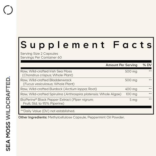 Codeage Wildcrafted Sea Moss + Bladderwrack & Burdock Capsules (120 ct) — view 2