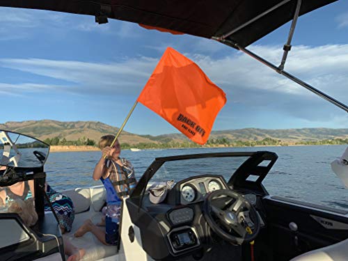 Giant Orange Boating Safety Flag with Pole for Water Skis Wakeboarding and Tubing - Universal Safety Skier Down Flag