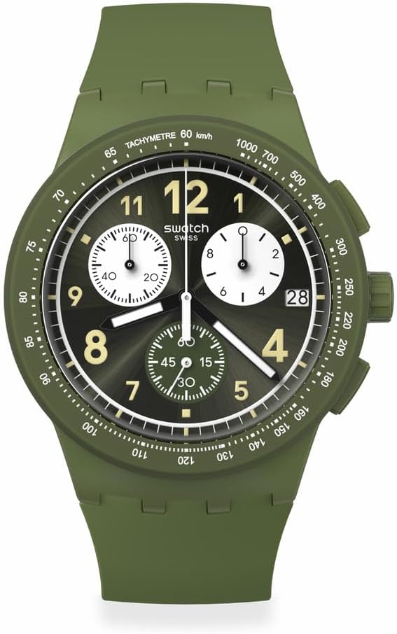 Swatch Chrono 42 Unisex Watch Dress Stainless Steel Green Quartz Waterproof Nothing Basic About Green