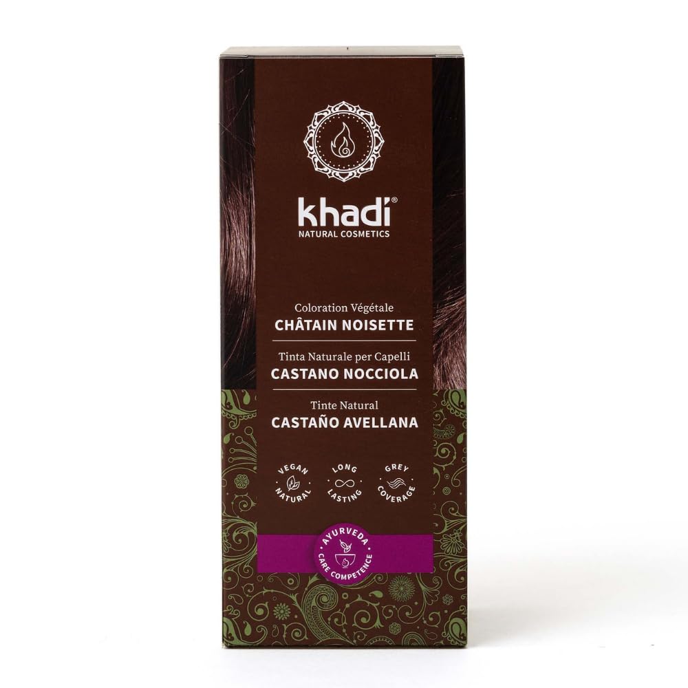 khadi CHÂTAIN NOISETTE Coloration végétale - Coloration pour cheveux pour un châtain brillant à un chocolat saturé - naturelle 100% végétale & naturelle - 100g
