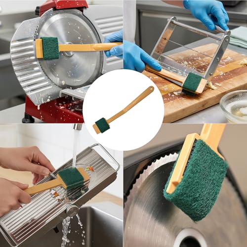 Image of Kleen Handler EZ Scrub Slicer Cleaning Tool with 4 Replacement Pads, Heavy Duty Electric Blade & Deli Slicing Machine Cleaner,Safe Mandolin Scrubbing Kit
