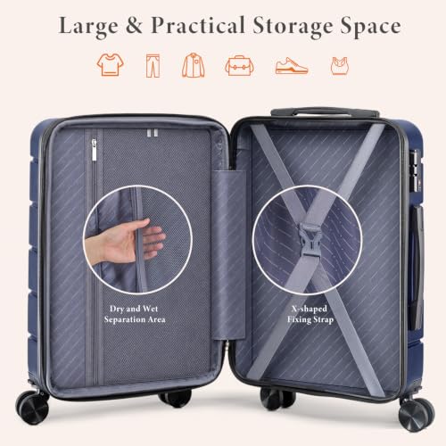 Image of Sweetcrispy 20 Inch Carry On Luggage, Suitcase with Spinner Wheels