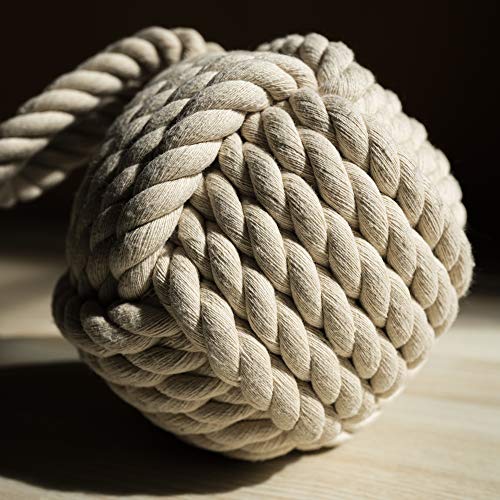 Golant Rope Knot Doorstop Nautical Large Heavy Decorative Stopper Cream Cotton Yarn Monkey Fist With Handle Interior Sailors Maritime Ocean Beachy Navy Wedge Bookend Door Stop #TOP3