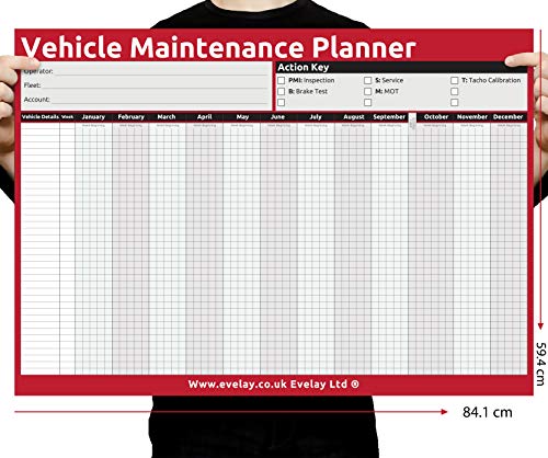 A1 Wall Planner HGV PSV MOT Vehicle Maintenance Size Plannings rolled or folded (84.1x 59.4cm) Un-Dated (A1 HGV folded)