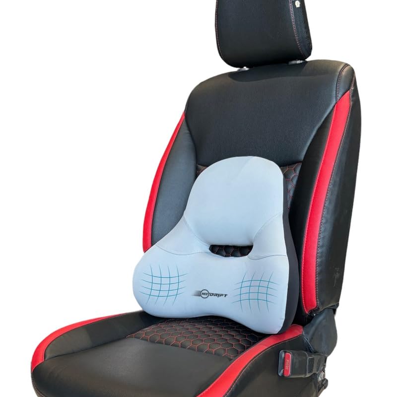 NEODRIFT ‘OrthoFlow Pro’ Lumbar Backrest Cushion - Orthopedic Memory Foam Pillow Support for Lower Back Pain Relief, Suitable for Car Seat, Office Chair, Home Sofa (Colour - Grey)