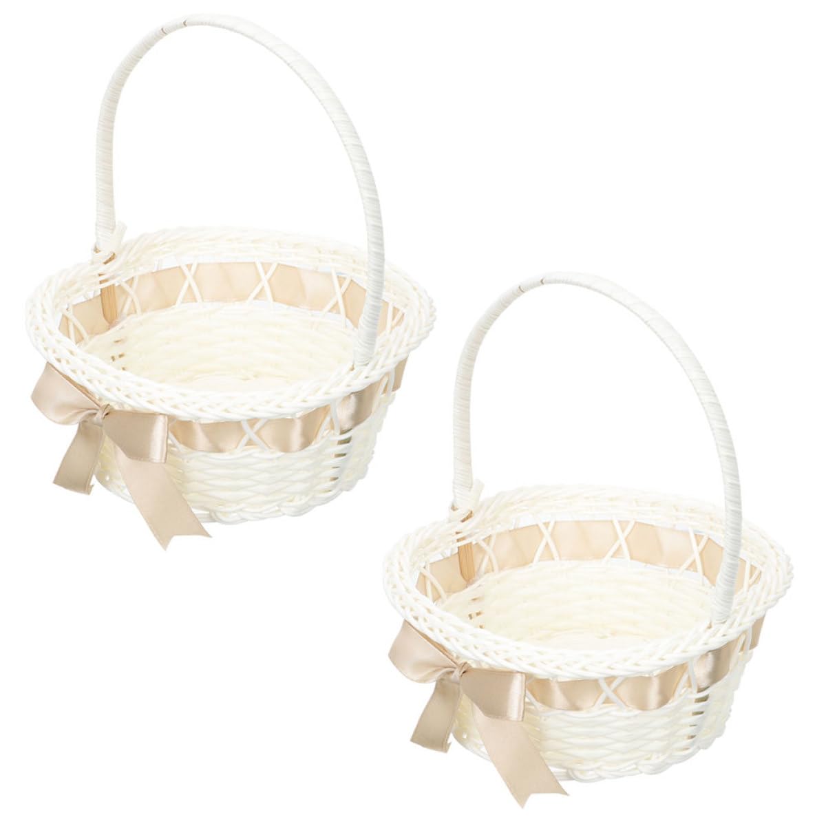 2 Stück Körbe für Blumenkinder Hochzeit Kleiner Geflochtener Korb aus Kunststoff mit Henkel Dekorativ und Hochzeitsblumenkorb für Hochzeitspartys Geeignet
