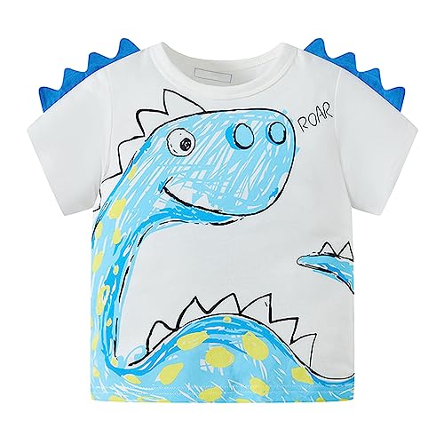 Toddler Kids Cute Dinosaur Print Shirts Tops Summer Short Sleeve Crewneck Tshirt Trendy Causal Loose Tees Shirt