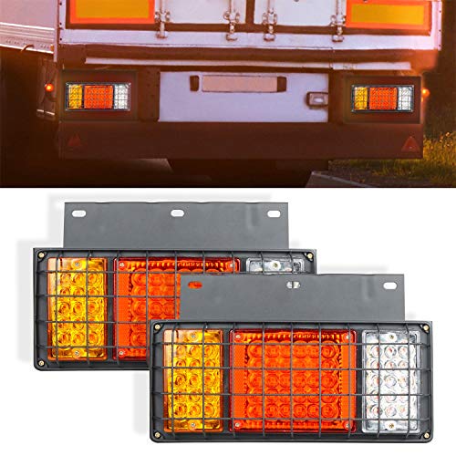 NEWCARE 65LED Trailer Tail Lights Bar with Iron Plate,12V Waterproof LED Turn Signal/Parking/Reverse/Brake/Running Lamp for GMC W Series Isuzu Elf Truck NPR NPR-HD NKR NHR NRR FSR FRR 1984