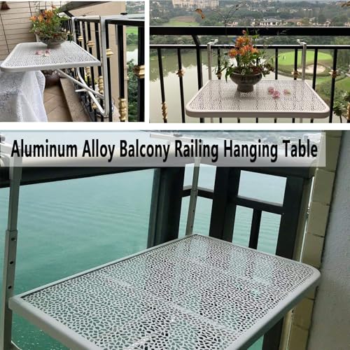 Table suspendue pour balustrade de balcon en métal noir réglable - 8
