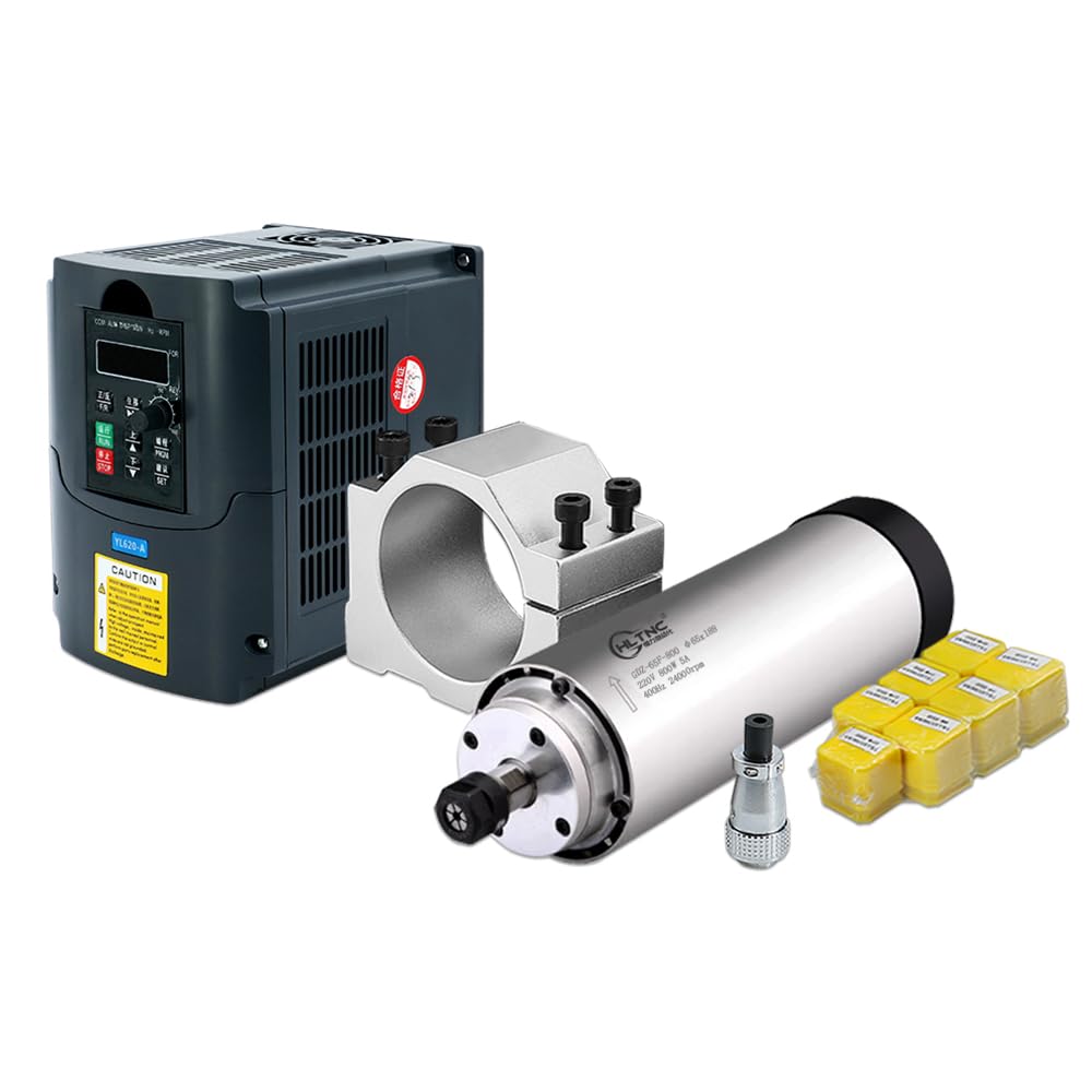 CNC Spindel Kit, 800w Luftkühlspindel Motor 24000rpm 4 Lager, VFD variabler Frequenzantrieb, 65mm Spindel Mount, 7-pcs ER11 Spannzangen für Fräsmaschine (0.8kw-220v)