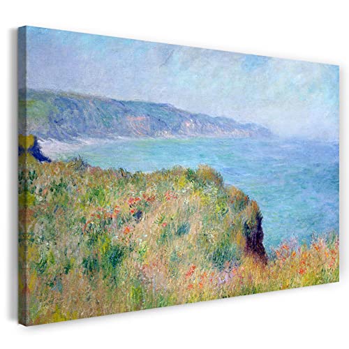Printed Paintings Stampa su Tela (100x70cm): Claude Monet - Scogliera a Pourville