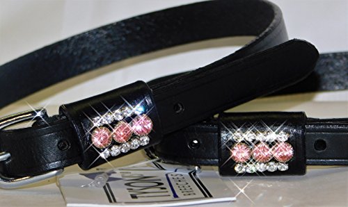 Sporenriemen Leder Sporen Riemen Glitzer Strass Weiß Rosa Blau Sporenriemchen (Weiß - Rosa) Cover