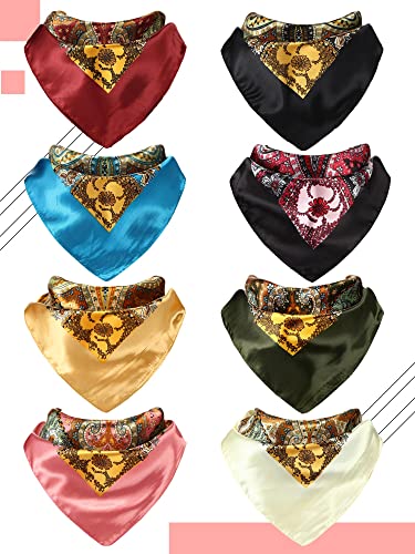 Giegxin 8 Pcs 35" Large Silk Head Scarves for Women Square Satin Head Wraps Hair Scarf Headband Bandanas Kerchief3