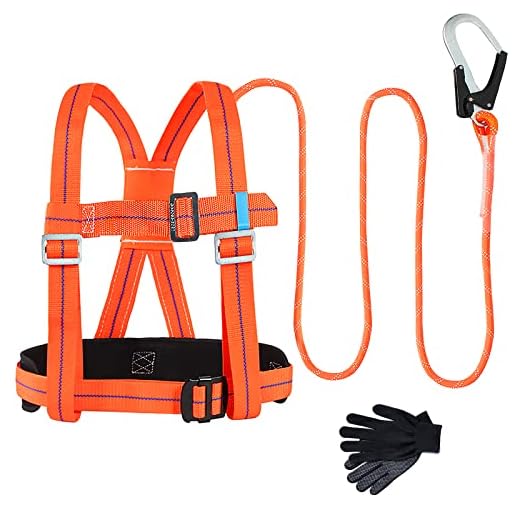 Imbracatura di Sicurezza Anticaduta, Ergonomica Regolabile Imbrago Arrampicata con Guanti, Imbracatura Protezione Anticaduta Tutto Il Corpo Imbracatura Sicurezza per Servizio di Soccorso Alpinistico
