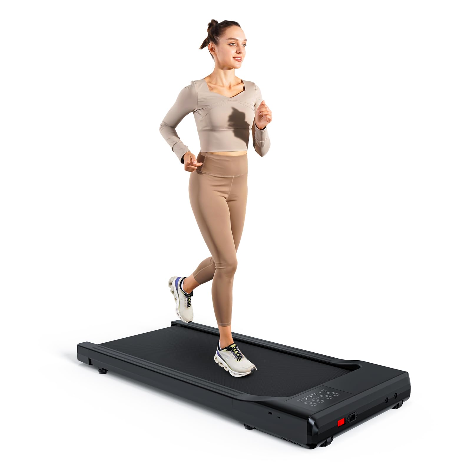 DeerRun Walking Pad 2 in 1 Under Desk Treadmill, 2.5HP Low Noise Walking Pad Running Jogging Machine with Remote Control for Home Office, Lightweight Portable Desk Treadmill Installation Free
