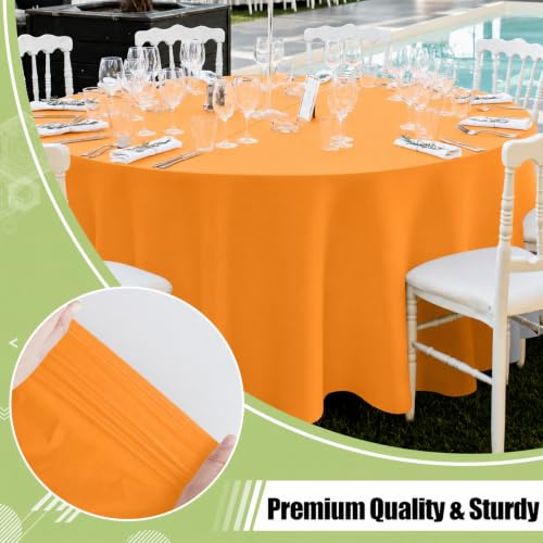 Image of Smiry Disposable Table Cloth - 6 Pack, 84 Inch Round Waterproof Tablecloths for Parties, Decorative Plastic Table Cover, Leakproof & Sturdy, Orange