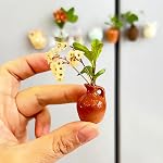 8PCS Mini Ceramic Vase Magnets for Fridge, Cute 3D Magnetic Flower Pot Vases, Funny Bud Vases for Refrigerator Kitchen Locker Office Decoration, Small Plant Magnets