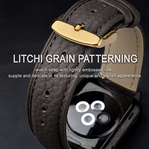 Image of ANNEFIT Watch Band 20mm, Quick Release Textured Padded Leather Straps with Gold Buckle for Men and Women (Dark Grey)