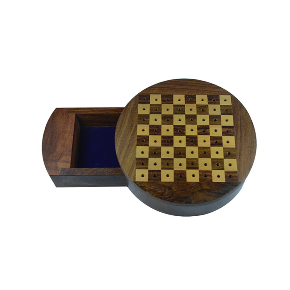Royal Handicrafts Handcrafted Wooden Travel Chess With Pegged Top
