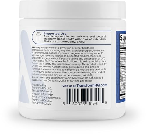 Image of TransformHQ Energy & Focus Powder (Blue Raspberry) 28 Servings, Gluten-Free | Boost Shot Clean Energy Drink Mix, Sugar Free, GMO-Free