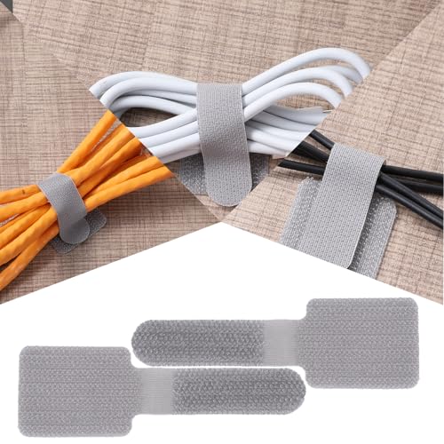 40 piezas de bridas ajustables de gancho y lazo con clips adhesivos para organizar cables debajo del escritorio, reutilizables para PC, electrónica, hogar y oficina (gris) miniatura 7