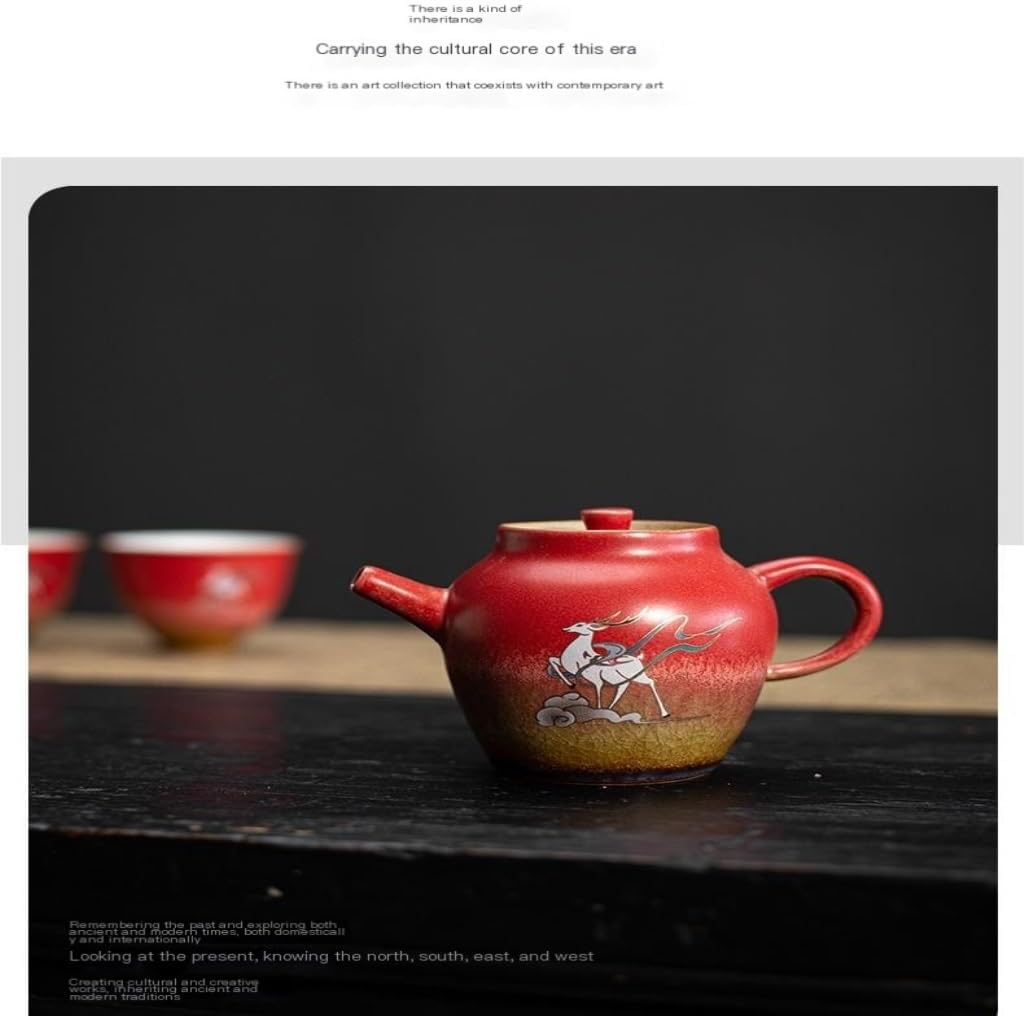 Teapot Ceramic Teapot Rood Teapot Ceramic Hand-Painted Teapot Kung Fu Teapot Kiln Pear-Shaped Teapot Gift Box Tea Sets (Rood A)