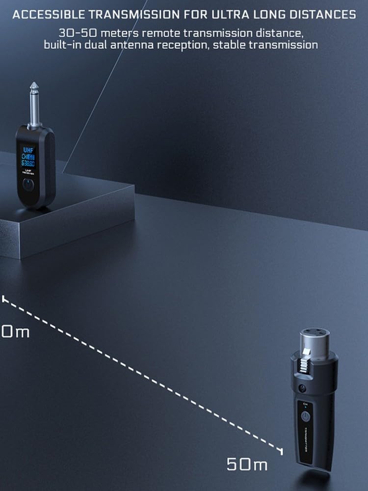 Transmisor y receptor de audio de micrófono inalámbrico, sistema de micrófono recargable, transmisor y receptor XLR inalámbrico (1 bandeja 2)